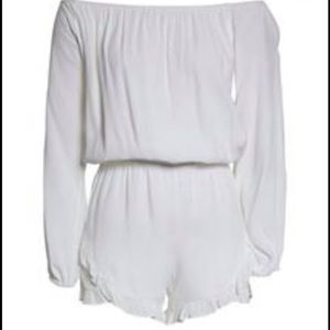 Fraiche white off the shoulder romper size S